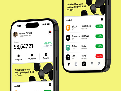 Crypto Fintech App Design app bank banking banking app bitcoin card credit crypto crypto currency exchange finance finance app financial fintech fintech app minimal trading