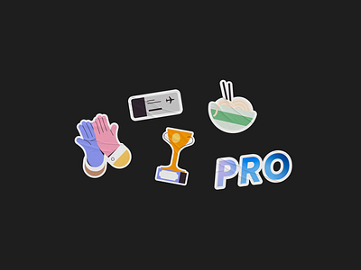 ui stickers 3d app app design branding design five graphic design high illustration language learning noodle pro stickers ticket trophy ui