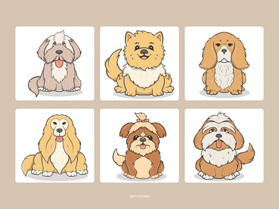 Fluffy puppy dog cartoon cute animal cartoon chibi cute dog fluffy