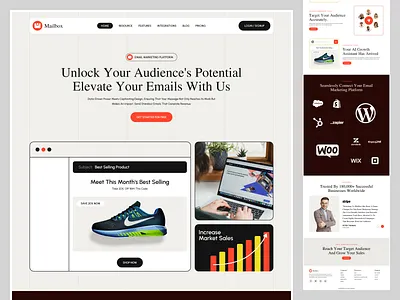 Email Marketing b2c business business growth email email marketing email service growth home screen landing minimal modern ui saas sales sales marketing ui ux website