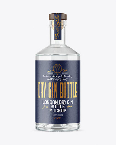 Free Download PSD Clear Glass Gin Bottle Mockup branding mockup mockup templates