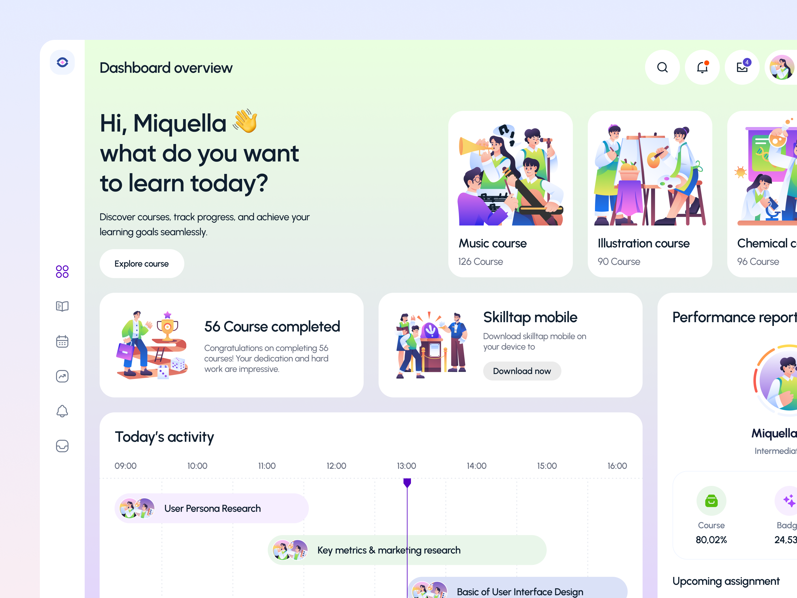 Re-education - Course Learning Dashboard 🏫 assignment course dashboard e course e learning education illustration learning school task management ui ui design