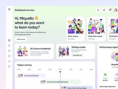 Re-education - Course Learning Dashboard 🏫 assignment course dashboard e course e learning education illustration learning school task management ui ui design