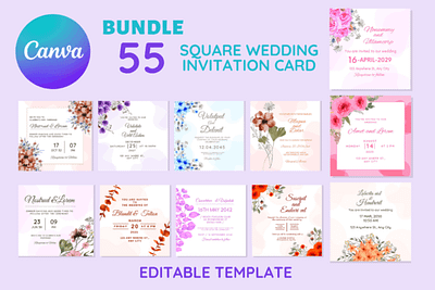 55 Square Wedding Invitation Card box box die cut branding design dieline illustration packaging packaging design vector