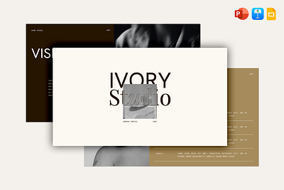 Ivory Company Profile aesthetic brand guideline branding company corporation earthy googleslides keynote powerpoint profile