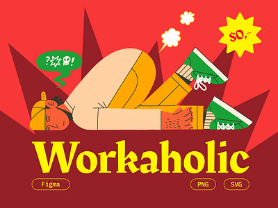 Workaholic - Free Vector Illustrations adobe drawing art design free illustration free vector illustration graphic design hectic life illustration illustration kit work work holic