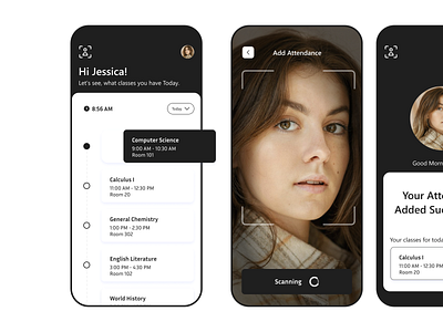 AttendAI smart attendance app designs app design minimal ui ux uxdesign