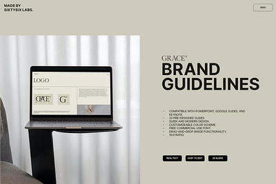 Grace Brand Guidelines aesthetic agency book brand googleslides guide guideline keynote logo minimalist powerpoint proposal studio