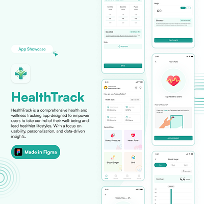 HealthTrack App app design health app health tracker ui ui ux