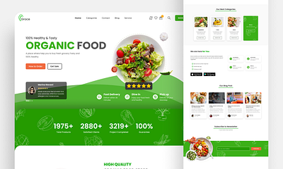 Landing Page - Organic Food Template branding clean design green illustration organic food salad ui uidesign ux website