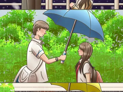 Lovely Runner Umbrella Scene animation artwork clip studio paint digital illustration fanart illustration kdrama kdramascene lovely runner romantic