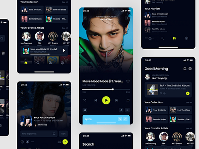 MusicBox - Music Player Mobile App card dark mode design exploration mobile app music music player navbar ui ui ideas
