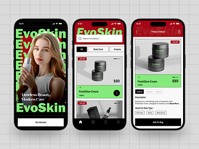 EvoSkin - Beauty Care Product and Packaging beauty beauty app beauty products beautycare blender concept cosmetics cosmetology cosmetology app face care fashion health packaging product product design shopping app skin care skin care app skincare typography