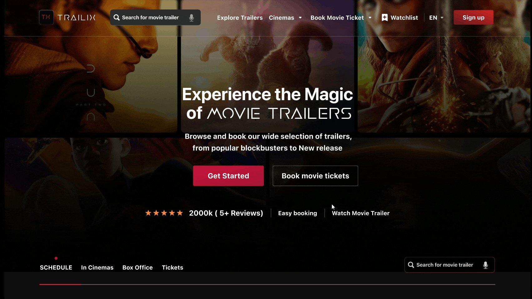 Trailix : Movie Trailer Website Design motion graphics movie ticket website movie website ticket website ui website