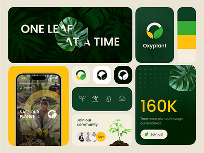 Oxyplant - Branding Exploration branding clean color community design exploration green growth icon logo movement pallete plant social media trees typography ui ux website whitespace