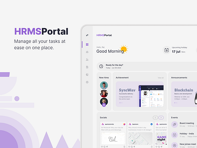 HRMS Dashboard Design apptware dark mode dashboard hrms interaction design notifications tasks ui ux visual design widgets