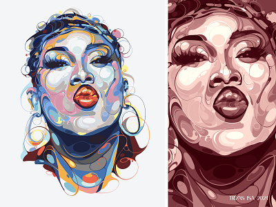 Missy Elliott artist artstyle bubble colorful fanart illustration portrait portrait illustration splash
