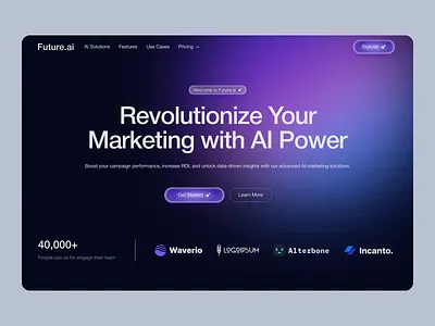 Future.Ai - Marketing Landing page ai ai landing page artificial intelegent clean home page landing page marketing saas saas product top design website