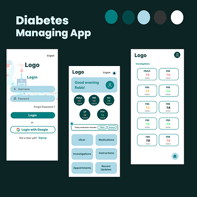 Diabetes Managing App diabetes health app medical mobile app ui ux