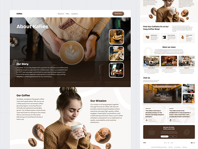 Kafiee - Coffee About Us Page about us brand brand identity branding cafe clean coffee coffee shop coffee website cold brew design drink fnb hero minimalist ui ux web ui website website design