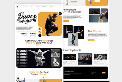 Class Dance Landingpage " My 9th Exploration "🙌 black class clean dance design graphic design landingpage logo ui ux yellow