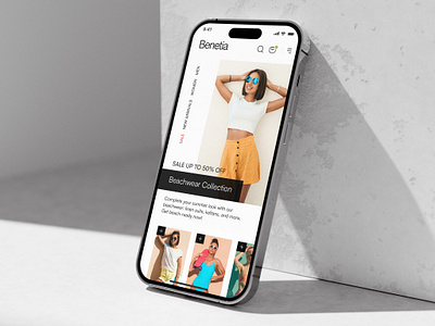 Benetia | E-commerce Brand Fashion App app beach bikinig cloth clothing debuts dev ecommerce massiv sale shop summer ui ux