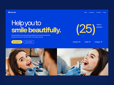 Web UI branding concept dentist web dentist website design explore header header ui hero section landing page minimal popular typography ui ui design ui ux web ui webflow website ui