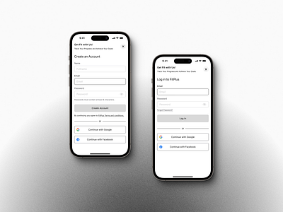 Sign Up and Log In Page appdesign cleanui fitness fitnessapp health mobileapp moderndesign signupscreen uidesign userinterface