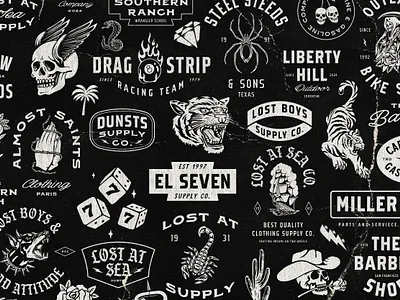 Old school logos illustration logo design old school retro tattoo tshirt design vintage