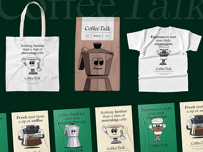 Coffee Talk - Mockup adobe illustrator branding cartoon character coffee coffee shop design flat illustration graphic design illustration logo mascot mockup packaging poster t shirt totebag vector