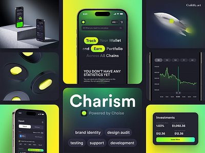 Charism | DeFi aggregator mobile app app design crypto crypto currency dark mode dark theme design finance mobile app mobile design product ui uiux ux uxui wallet