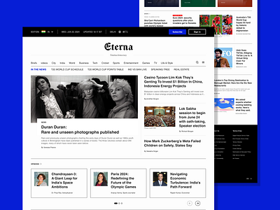 🗞️ Eterna - News Website Design article case study color palette minimal minimalistic news news portal news site news website online newspaper product design ui ui ux design web design website design