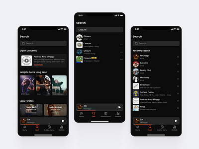 BeatBliss - Search Menu album android application design design interface ios mobile mobile app music music app music application music player playlist podcast search stream ui uiux user experience user interface