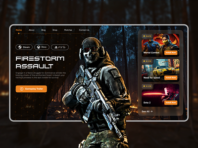 Game Website Design dark game gaming landing ui uiux ux web website