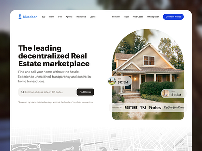 Real Estate Marketplace - by Maddesign.io blockchain blue btc crypto defi home housing landing marketplace real estate ui ux wallet web3 website