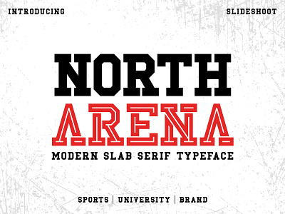 North Arena - Slab Serif Font alphabet basketball design font inline lowercase modern poster regular serif slab serif sport typeface typography uppercase