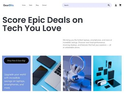 Tech Steals Await: Unwrap Savings on Top Brands (#Day24) 30daysofwebdesign branding clean web design color palette design e commerce logo minimalist minimalistdesign purple ui web design webdesigner