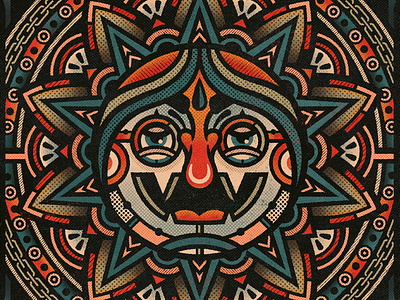 Koomi abstract creature folk art graphic design illustration mandala monster texture vintage