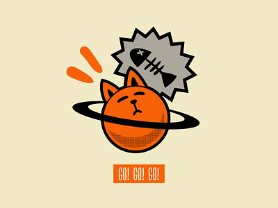 Go! cat halftone illustration japan orange poster t shirt t shirtdesign trash vector