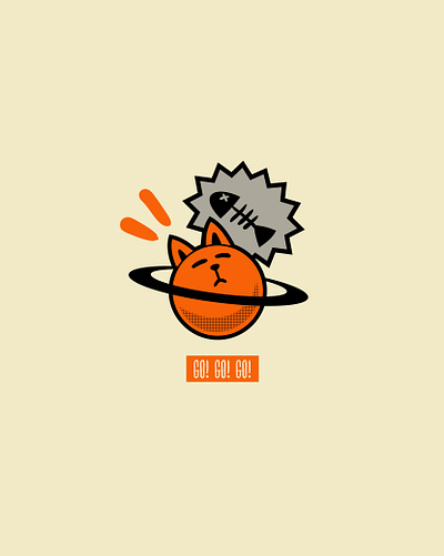 Go! cat halftone illustration japan orange poster t shirt t shirtdesign trash vector