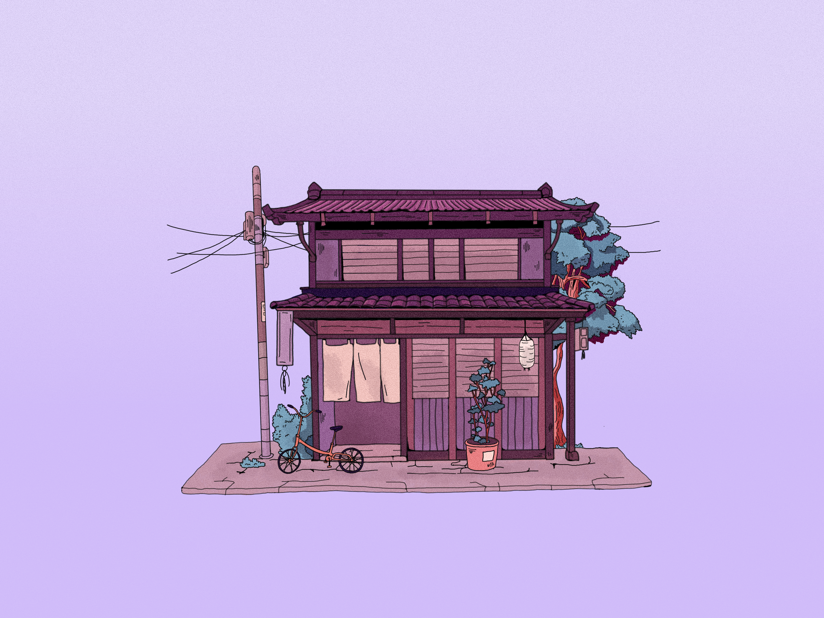 Japanese traditional house art illustration japan japanese