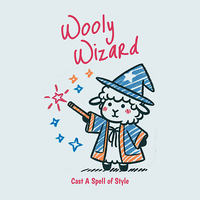 Wooly Wizard cartoon cute design funny kittl magic pop culture print on demand printondemand t shirt t shirt design tshirtdesign wizard