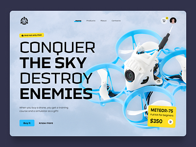 FPV Drone Landing Page Ecommerce Ukraine branding creative design drone ecommerce fpv hero herosection interface minimalism product service startup ui