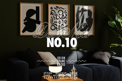 DARK MOSS NO 10 Frame Mockup trio dark academia dark interior frame mockup mockup poster mockup