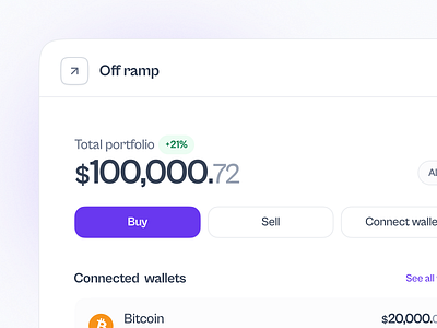 Crypto off-ramp modal btc cryptocurrency cryto design modal off ramp ui ui design