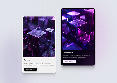 Web3 cards for DAO UI cards cta dao digitaldesign minimalistic modern ui uiux userexperience userinterface web3 webdesign