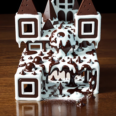 A chocolate castle in a QR code artandtech chocolatecastle innovativedesign interactiveqr qr qrcode smartdesign techandart