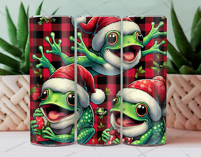 Christmas Frogs Skinny Tumbler Wrap 20 oz tumbler 30 oz tumbler christmas art christmas design christmas vector color image design frogs frogs desoign frogs tumbler frogs vector illustration photography skinny tumbler sublimation tumbler design tumbler sublimation tumbler warp vector art waterslide tumbler