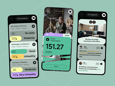 Air Quality Mobile App air monitor air pollution check air quality air quality app android app design interface ios app mobile app mobile app design mobile application pollution product design saas ui design ui ux