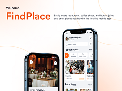 FindPlace Mobile App design figma food locator mobile app mockup navigate place restaurant ui ux